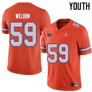 Youth Florida Gators #59 Danny Weldon NCAA Jordan Brand Orange Authentic Stitched College Football Jersey NTY3462WW